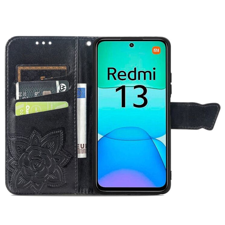 Чехол UniCase Butterfly Pattern для Xiaomi Redmi 13 - Black: фото 2 из 7