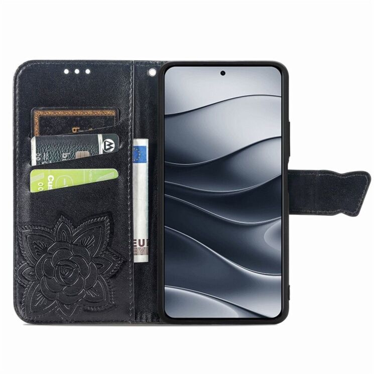 Чехол UniCase Butterfly Pattern для Xiaomi Redmi Note 14 5G - Black: фото 2 из 9