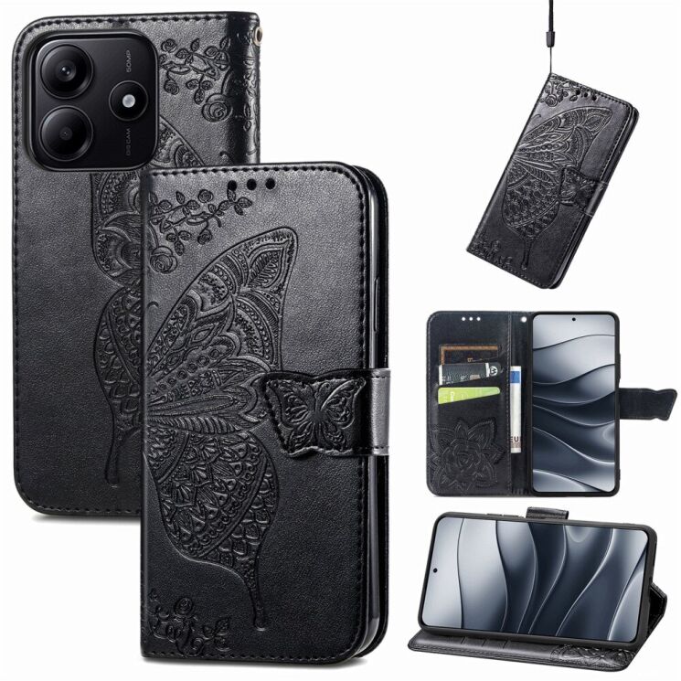 Чехол UniCase Butterfly Pattern для Xiaomi Redmi Note 14 5G - Black: фото 6 из 9