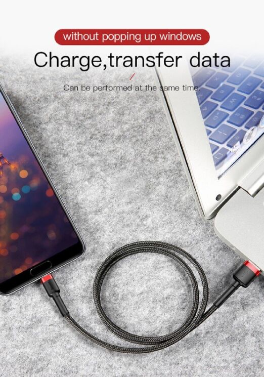 Кабель Baseus Cafule USB to Type-C (3A, 0.5m) CATKLF-A09 - Red: фото 10 з 18
