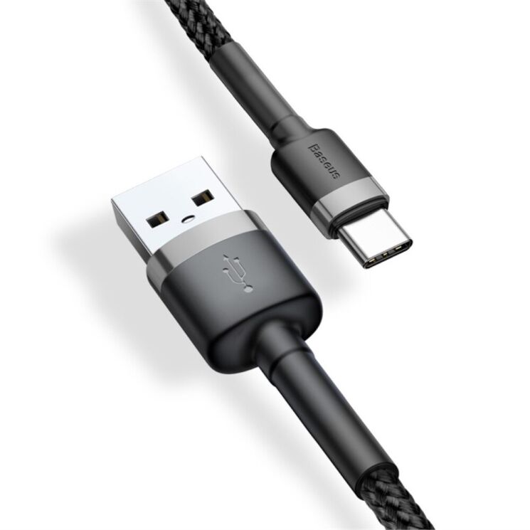 Кабель Baseus Cafule USB to Type-C (3A, 0.5m) CATKLF-AG1 - Black / Gray: фото 4 з 18