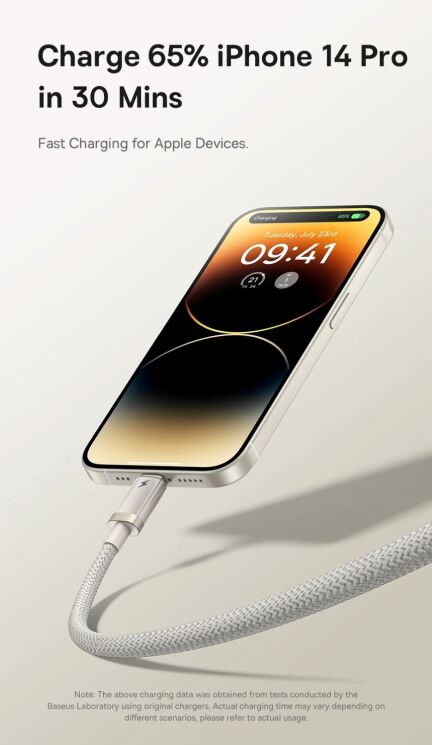 Кабель Baseus Titanium Alloy USB to Lightning (2.4A, 1m) P10378102 - Galaxy Titanium Gold: фото 9 из 20