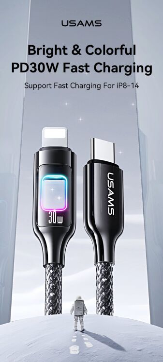 Кабель USAMS US-SJ749 Type-C to Lightning (30W, 1.2m) - Tarnish: фото 8 з 19
