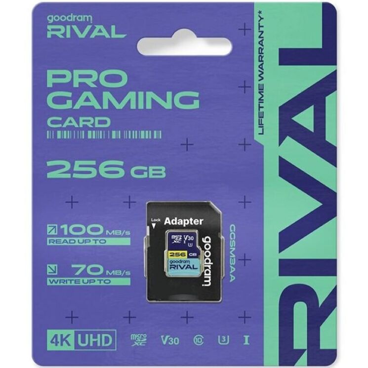Карта памяти GOODRAM MicroSDXC Rival 256GB V30 UHS I U3 R100 + адаптер (GGSM3AA-2560R12): фото 3 из 5