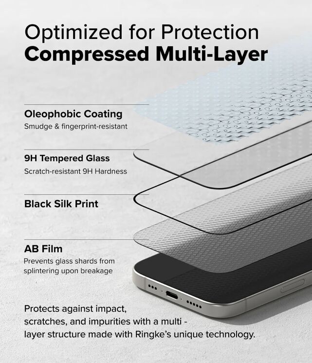 Комплект защитных стекол (2шт) Ringke Easy Slide Tempered Glass для iPhone 16 Pro Max (8809961789717) - Black: фото 10 из 18