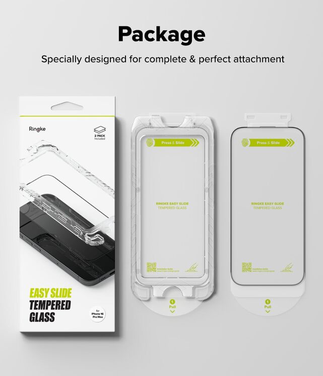 Комплект защитных стекол (2шт) Ringke Easy Slide Tempered Glass для iPhone 16 Pro Max (8809961789717) - Black: фото 16 из 18