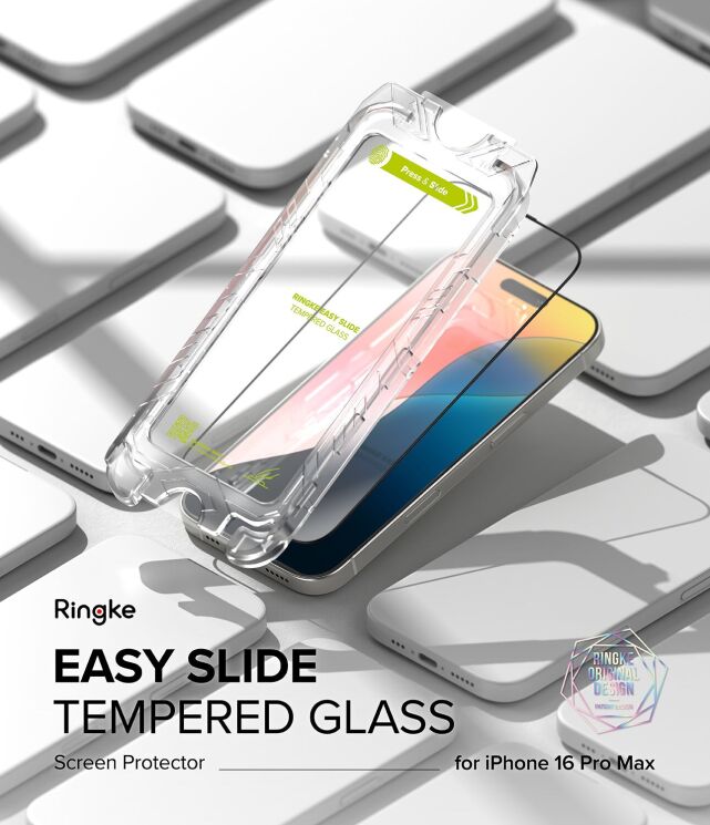Комплект защитных стекол (2шт) Ringke Easy Slide Tempered Glass для iPhone 16 Pro Max (8809961789717) - Black: фото 2 из 18