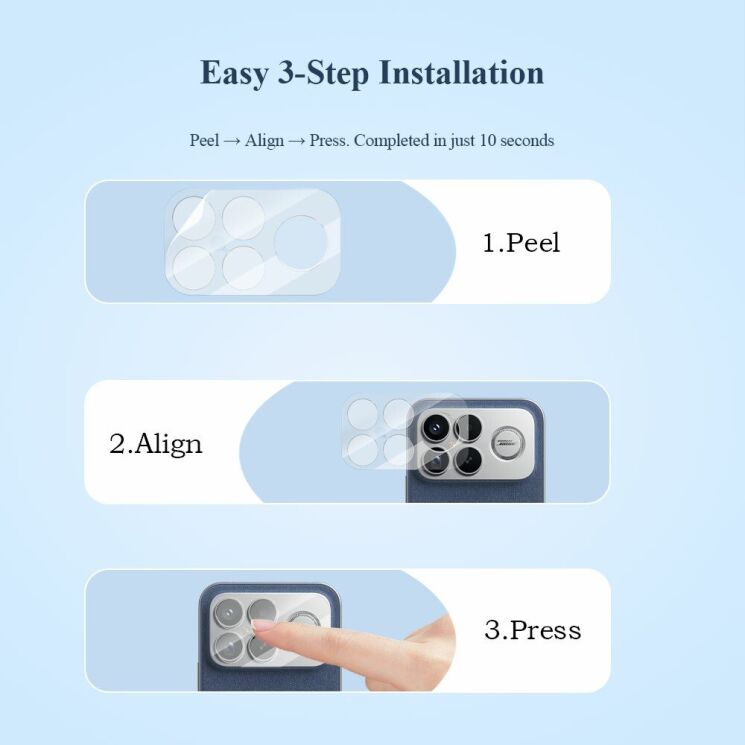 Комплект захисного скла на камеру LEREACH Camera Lens Protector для Xiaomi Poco F8 Ultra - Transparent: фото 8 з 10