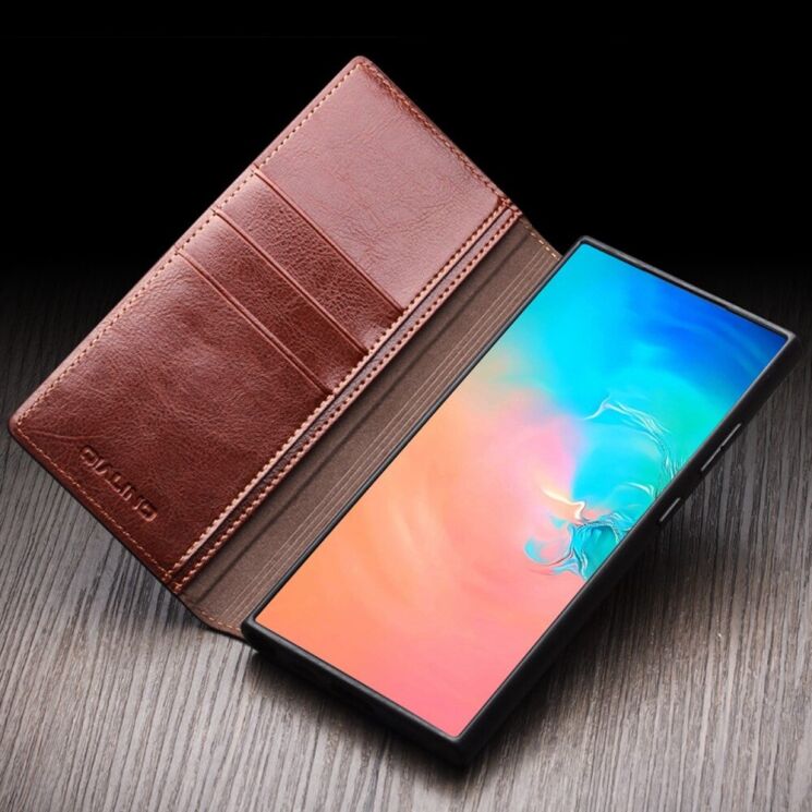 Кожаный чехол QIALINO Wallet Case для Samsung Galaxy S25 Plus (S936) - Brown: фото 5 из 5