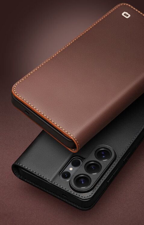 Кожаный чехол QIALINO Wallet Case для Samsung Galaxy S26 Plus - Brown: фото 11 из 14
