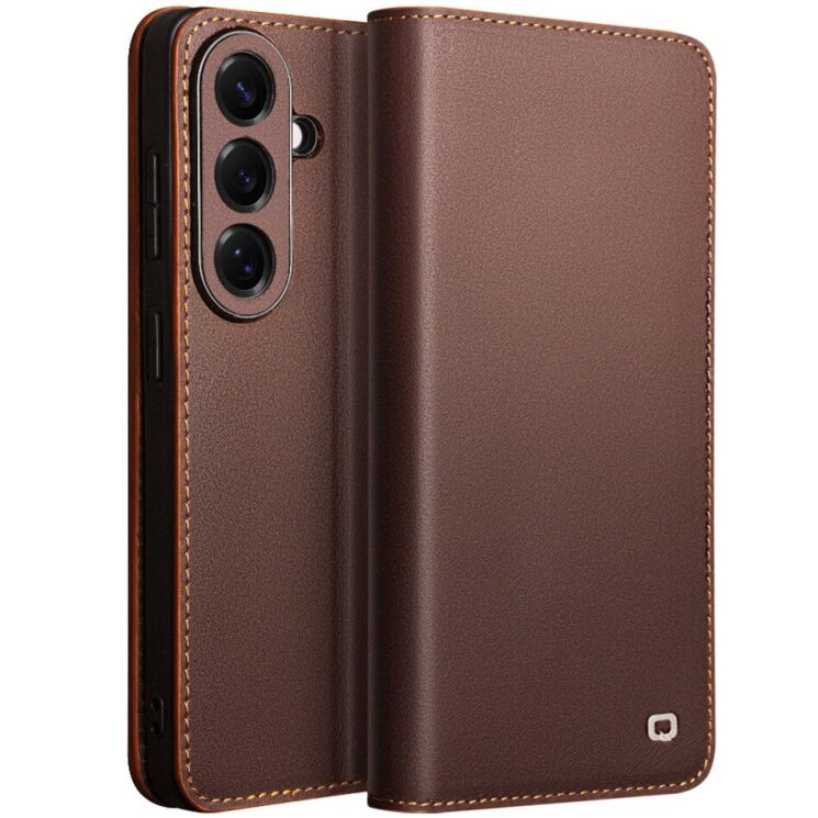 Кожаный чехол QIALINO Wallet Case для Samsung Galaxy S26 Plus - Brown: фото 1 из 14