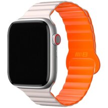 Ремешок Blueo Magnetic Silicone для Apple Watch 46 / 45 / 44 / SE 44 / 42 (Series 1-3) / Ultra / Ultra 2 - White / Orange: фото 1 из 6