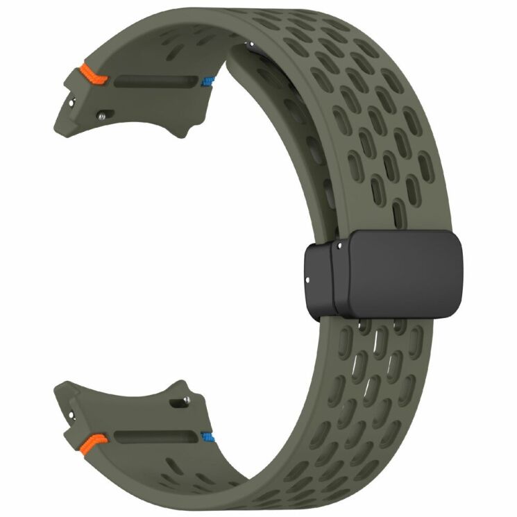 Ремешок Deexe Astra Strap для Samsung Galaxy Watch 4 / 4 Classic / 5 / 5 Pro / 6 / 6 Classic / 7 / FE - Army Green: фото 4 из 7