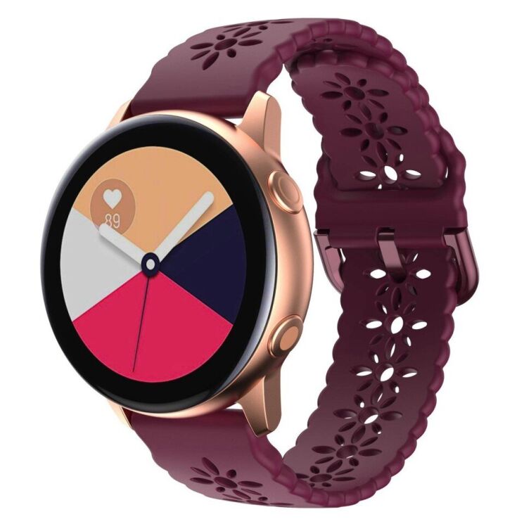 Ремешок Deexe Blossom Strap для Samsung Galaxy Watch 5 (40/44mm) / 5 Pro (45mm) - Wine Red: фото 1 из 5