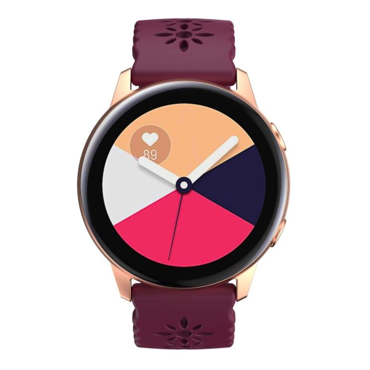 Ремешок Deexe Blossom Strap для Samsung Galaxy Watch 5 (40/44mm) / 5 Pro (45mm) - Wine Red: фото 3 из 5
