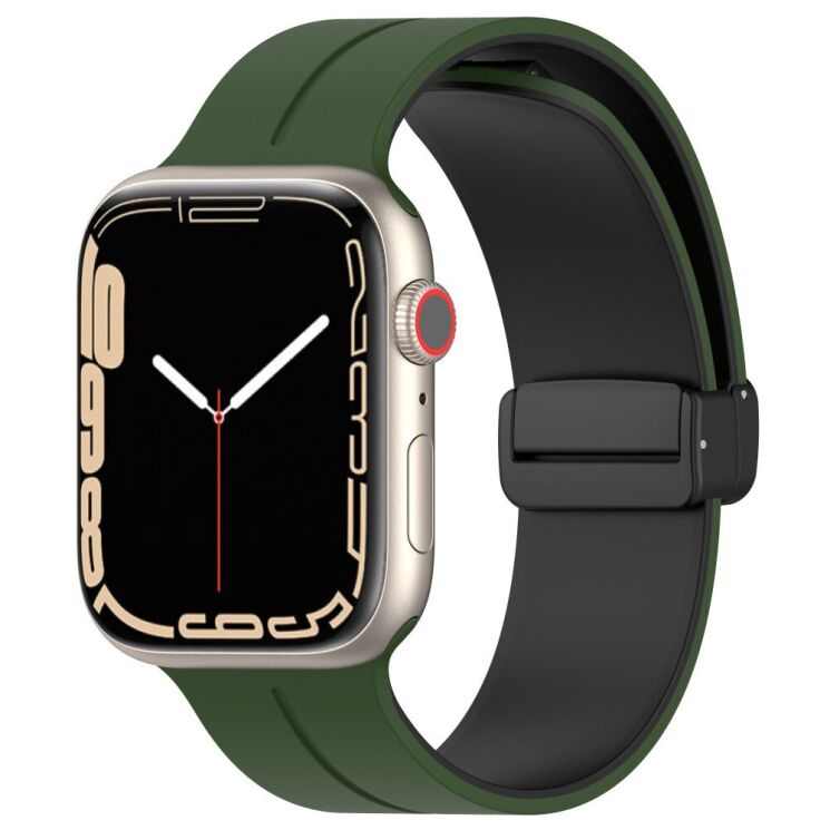 Ремінець Deexe Color Soft Line для Apple Watch 42 (Series 10/11) / 41 / 40 / SE 40 / 38 - Army Green / Black: фото 5 з 7