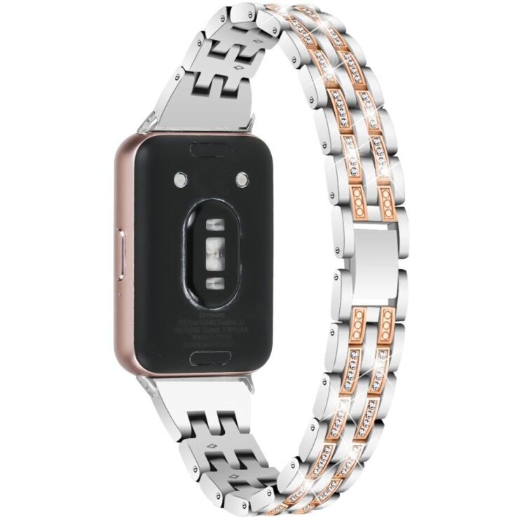 Ремешок Deexe Crystal Design для Samsung Galaxy Fit 3 - Silver / Rose Gold: фото 3 из 6