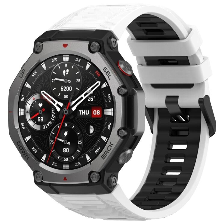Ремінець Deexe Dual Color для Xiaomi Amazfit T-ReX 3 - White / Black: фото 2 з 10