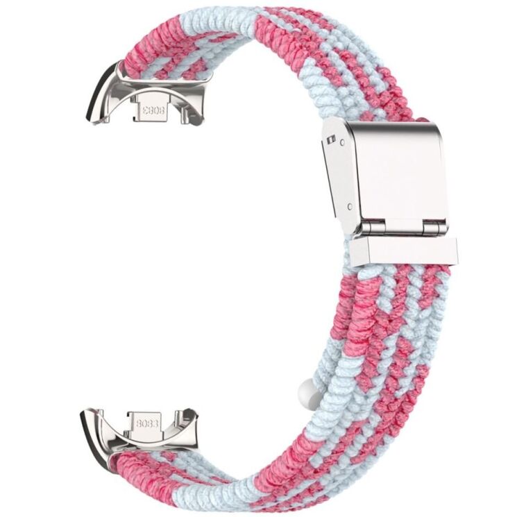 Ремінець Deexe Nylon Bracelet для Xiaomi Mi Smart Band 8 / 9 / 10 - White / Pink: фото 2 з 6