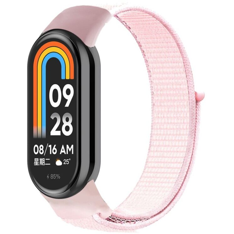 Ремешок Deexe Nylon Loop для Xiaomi Mi Smart Band 8 / 9 - Pink: фото 1 из 3