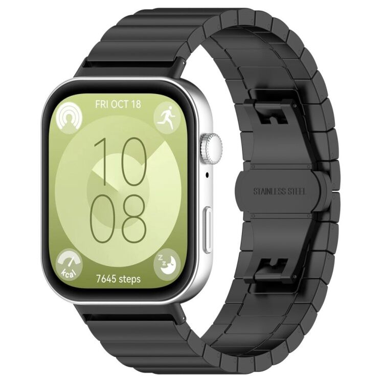 Ремінець Deexe Steel Strap для Huawei Watch Fit 3 - Black: фото 4 з 7