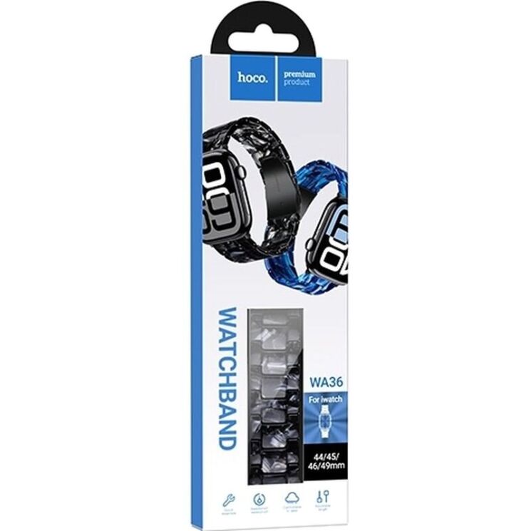 Ремінець Hoco WA36 для Apple Watch 49 / 46 / 45 / 44 / SE 44 / 42 (Series 1-3) / Ultra / Ultra 2 / Ultra 3 - Lightning Black (371846B) Ремінець Hoco WA36 для Apple Watch 49 / 46 / 45 / 44 / SE 44 / 42 (Series 1-3) / Ultra / Ultra 2 / Ultra 3 - Lightning Black: фото 3 з 6