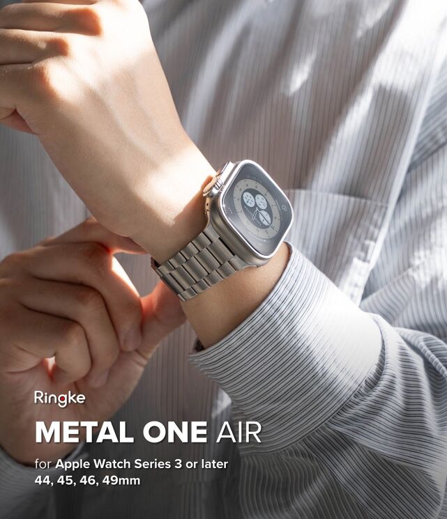 Ремінець Ringke Metal One Air для Apple Watch 46 / 44 / SE 44 / 45 / Ultra / Ultra 2 / Ultra 3 (49mm) 8800328813779 - Silver: фото 2 з 15