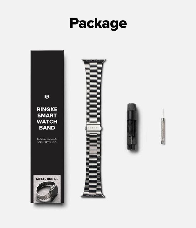 Ремінець Ringke Metal One Air для Apple Watch 46 / 44 / SE 44 / 45 / Ultra / Ultra 2 / Ultra 3 (49mm) 8800328813779 - Silver: фото 13 з 15