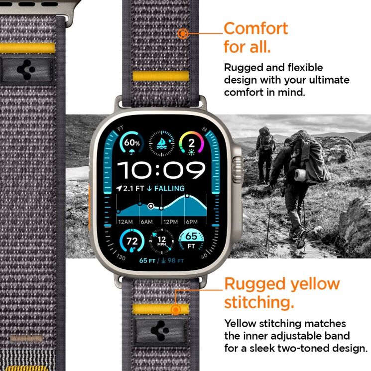 Ремешок Spigen (SGP) Athlex Air для Apple Watch 46 / 45 / 44 / SE 44 / Ultra / Ultra 2 (AMP09034) - Active Gray: фото 17 из 17