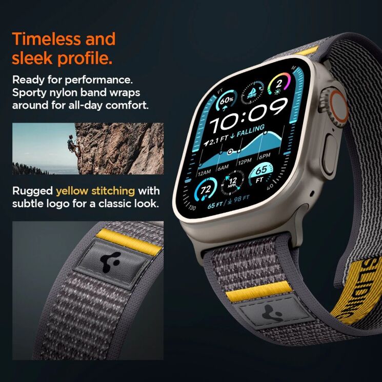 Ремешок Spigen (SGP) Athlex Air для Apple Watch 46 / 45 / 44 / SE 44 / Ultra / Ultra 2 (AMP09034) - Active Gray: фото 14 из 17
