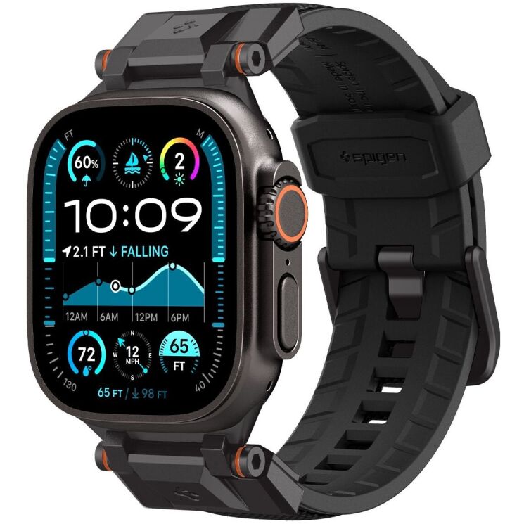 Ремешок Spigen (SGP) DuraPro Armor для Apple Watch 46 / 45 / 44 / SE 44 / 42 (Series 1-3) / Ultra / Ultra 2 - Black Edition: фото 2 из 17
