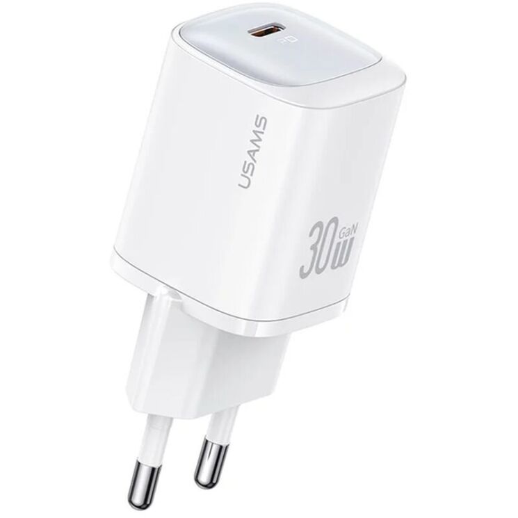 Сетевое зарядное устройство USAMS CC251 30W GaN 1C - White: фото 1 из 13