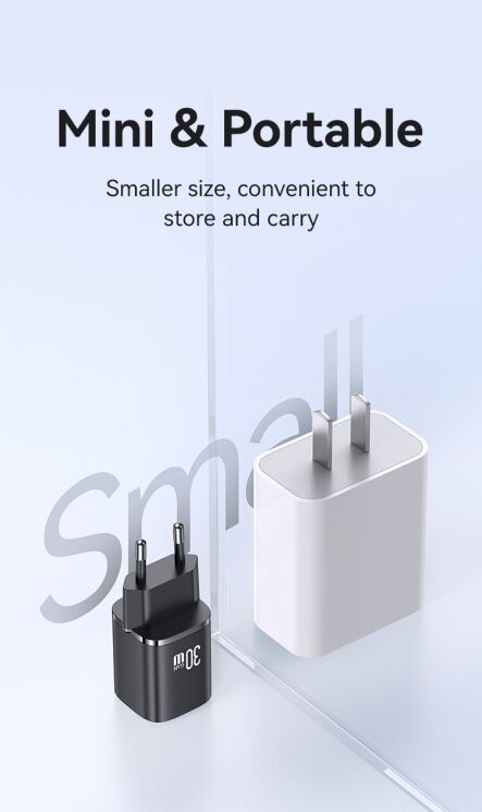 Сетевое зарядное устройство USAMS CC251 30W GaN 1C - White: фото 4 из 13