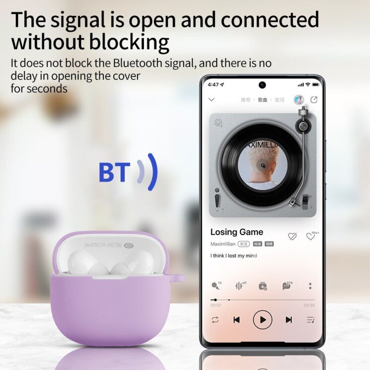 Силіконовий чохол Deexe Silicone Case (FH) для Xiaomi Redmi Buds 6 Lite - Purple: фото 2 з 6