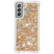 Силиконовый (TPU) чехол Deexe Liquid Glitter для Samsung Galaxy S21 FE (G990) - Gold Hearts (230628E). Фото 3 из 7