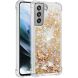Силиконовый (TPU) чехол Deexe Liquid Glitter для Samsung Galaxy S21 FE (G990) - Gold Hearts (230628E). Фото 2 из 7