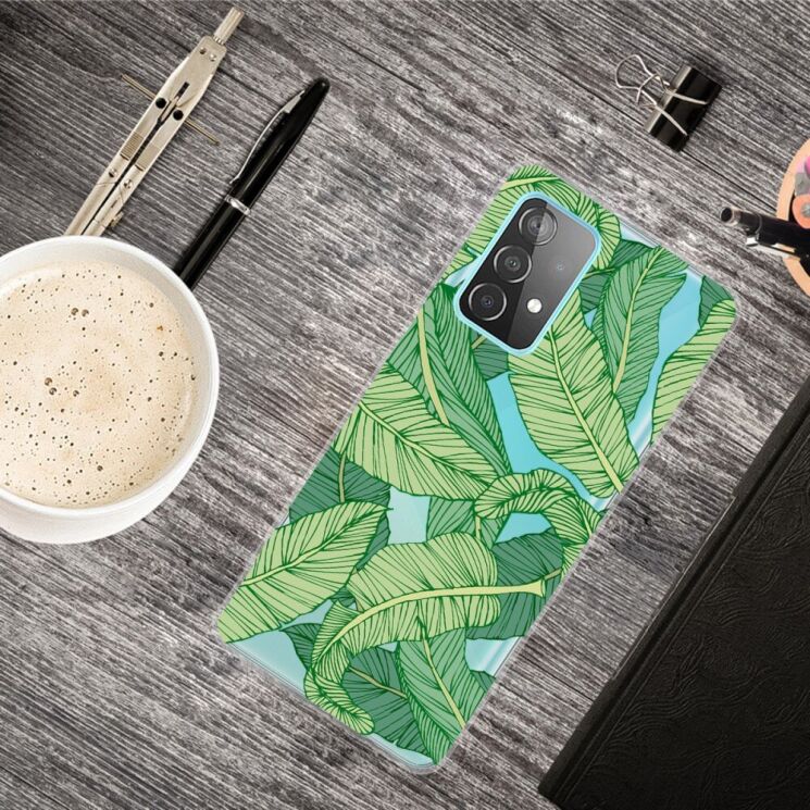Силиконовый (TPU) чехол Deexe Pretty Glossy для Samsung Galaxy A53 - Green Leaves: фото 2 из 4
