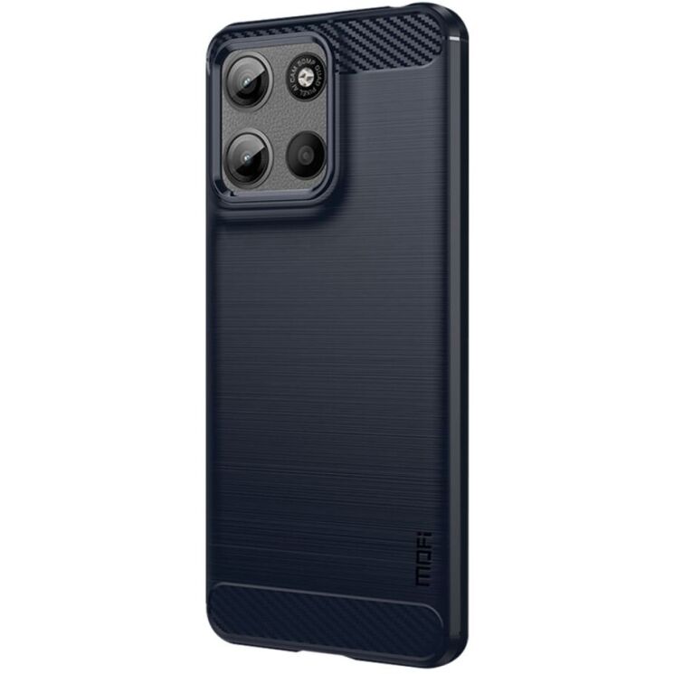 Силиконовый (TPU) чехол MOFI Carbon Fiber для Motorola Moto G15 - Blue: фото 1 из 9