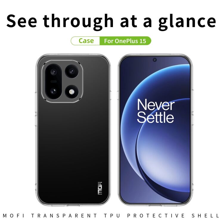 Силиконовый (TPU) чехол MOFI Thin Guard для OnePlus 15 - Transparent: фото 2 из 9