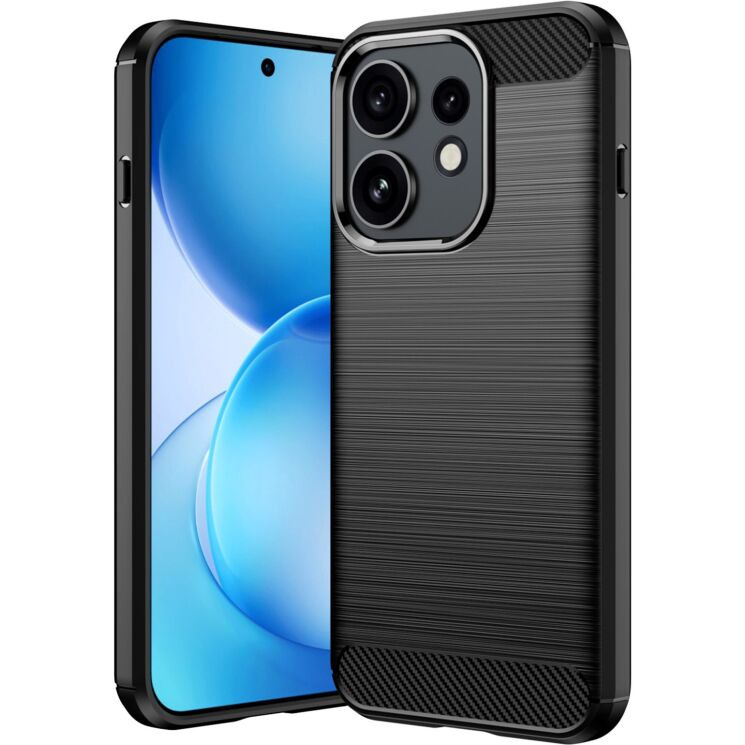 Силиконовый (TPU) чехол UniCase Carbon для OPPO Reno 16 / 16 Pro - Black: фото 1 из 9