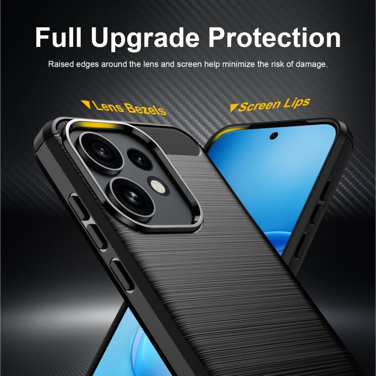 Силиконовый (TPU) чехол UniCase Carbon для OPPO Reno 16 / 16 Pro - Black: фото 3 из 9