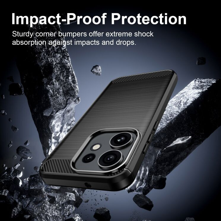 Силиконовый (TPU) чехол UniCase Carbon для OPPO Reno 16 / 16 Pro - Black: фото 4 из 9