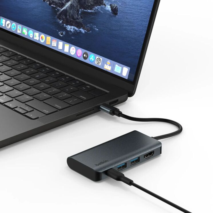 USB HUB Belkin Multiport Adapter Type-C to Type-C + 2USB + HDMI (AVC019ttDG-RL) - Dark Gray: фото 3 з 3