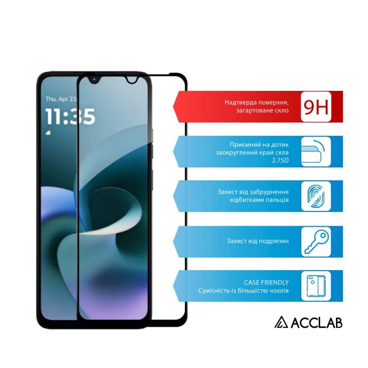 Захисне скло ACCLAB Full Glue для Motorola Moto G06 Power - Black: фото 3 з 7