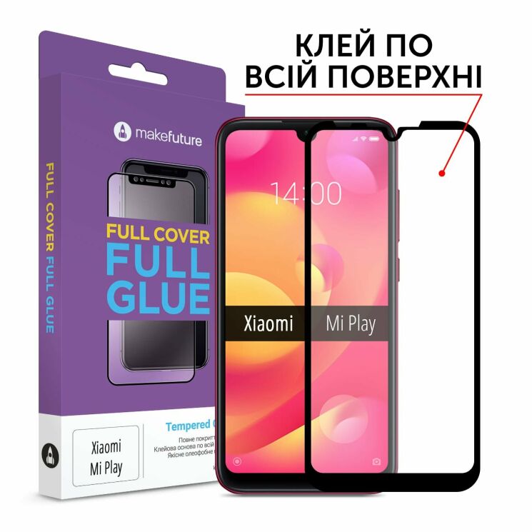 Защитное стекло MakeFuture FullGlue Cover для Xiaomi Mi Play - Black: фото 1 из 5