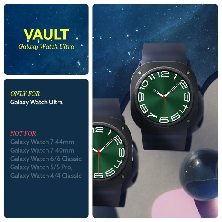 Защитный чехол Caseology Vault (FW) by Spigen для Samsung Galaxy Watch Ultra (47mm) - Matte Black: фото 8 из 13