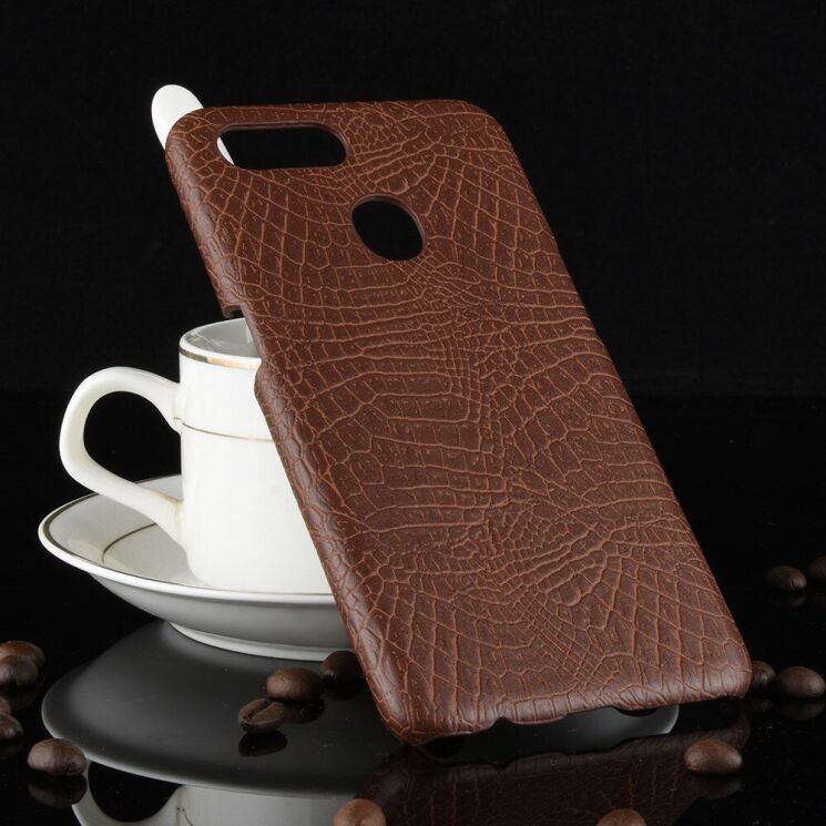 Захисний чохол Deexe Croco Style для OPPO A12 - Brown: фото 4 з 6