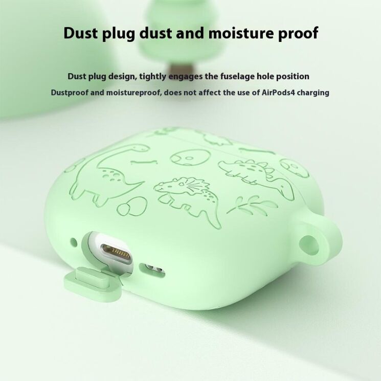 Защитный чехол Deexe Dinosaur Design для Apple AirPods 4 - Light Pink: фото 5 из 9