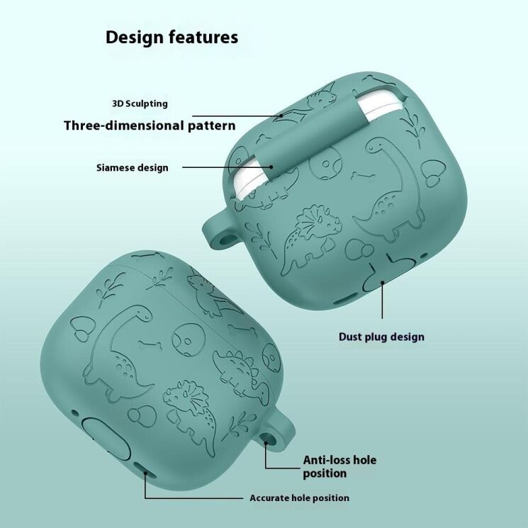 Защитный чехол Deexe Dinosaur Design для Apple AirPods 4 - Light Pink: фото 6 из 9