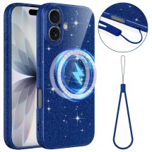 Захисний чохол Deexe Glitter Case with MagSafe для Apple iPhone 17 - Blue: фото 1 з 7